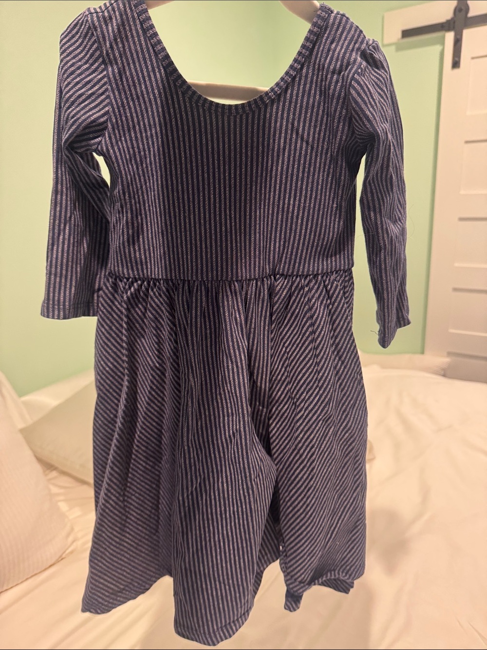 Striped Navy & White Long-Sleeve Casual Dress for Girls